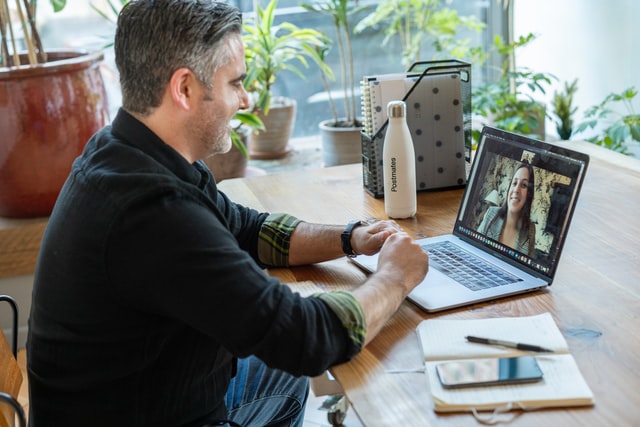 property manager speaking with prospective tenant over zoom